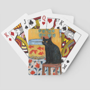 Baraja De Cartas Gato negro curioso mirando un pecera