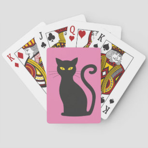 Baraja De Cartas GATO NEGRO CUTIDO en TARJETAS DE JUEGO rosadas