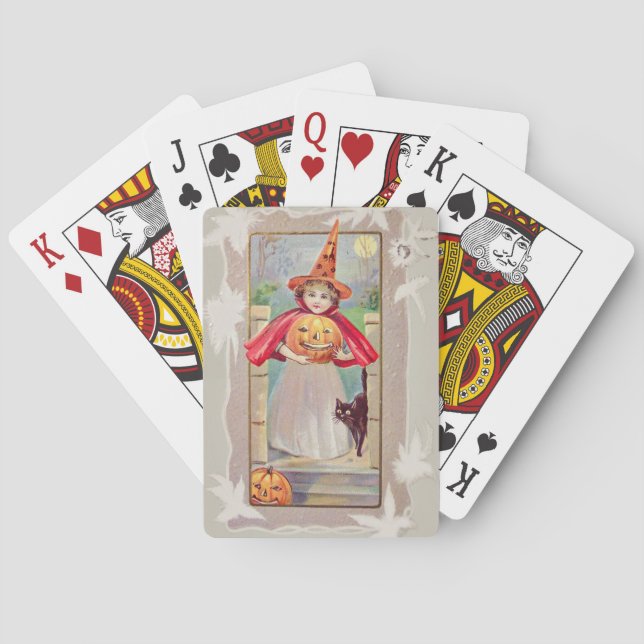 Baraja De Cartas Gato negro de calabaza satelital (Reverso)