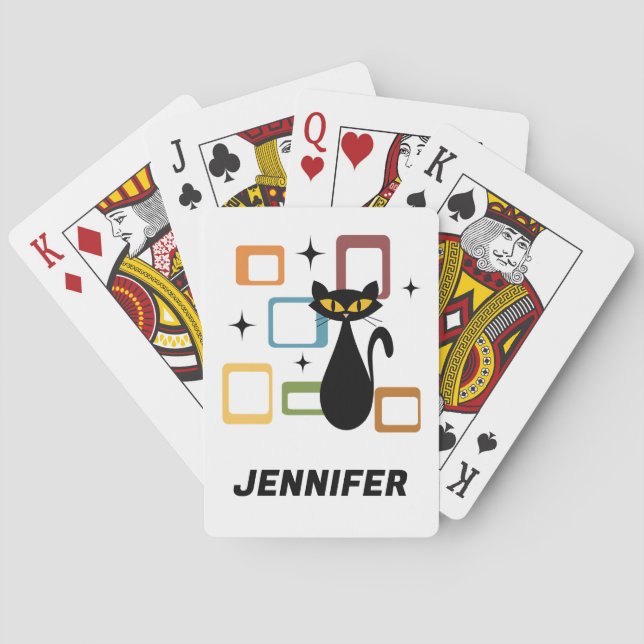 Baraja De Cartas Gato negro de Mid Century (Reverso)