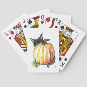 Baraja De Cartas Gato negro detrás de las tarjetas de juego clásica