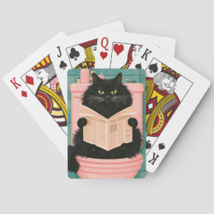Baraja De Cartas Gato negro divertido en el baño
