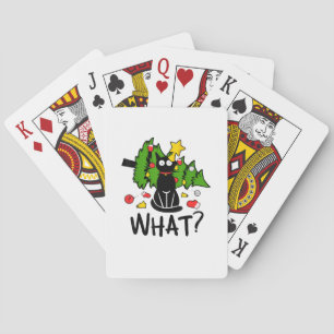Baraja De Cartas Gato Negro Divertido Navidad Árbol Navideño Alegre