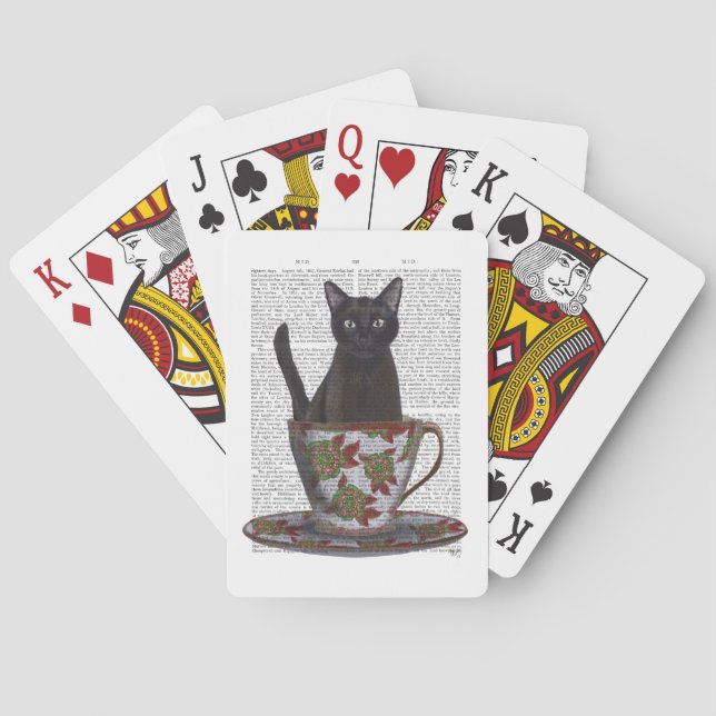 Baraja De Cartas Gato negro en la televisión (Reverso)