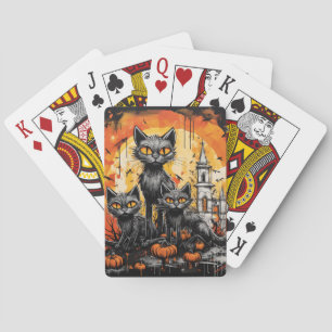 Baraja De Cartas Gato negro espeluznante de Halloween