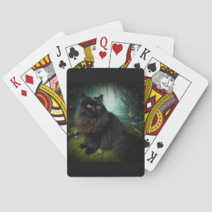 Baraja De Cartas Gato negro esponjoso en los bosques misosos