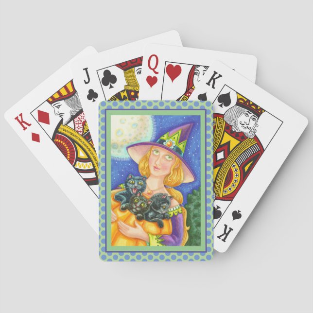 BARAJA DE CARTAS GATO NEGRO KITTENS Y HALLOWEEN FELIZ (Reverso)