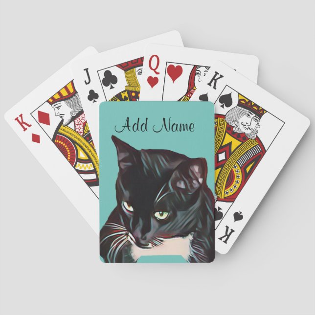 Baraja De Cartas Gato negro lindo personalizado (Reverso)