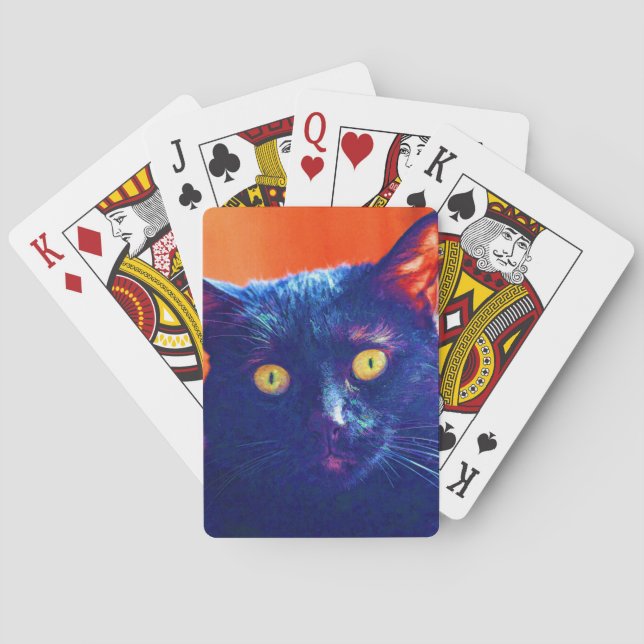 Baraja De Cartas Gato negro Lucky Feline Cat Art (Reverso)