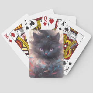 Baraja De Cartas Gato negro místico acuarela Gato lindo