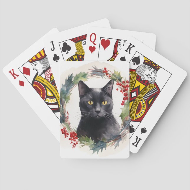 Baraja De Cartas Gato negro Navidades de gatito comieron gatito fes (Reverso)