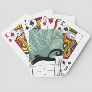 Baraja De Cartas Gato Negro Planta Jungla Relajante