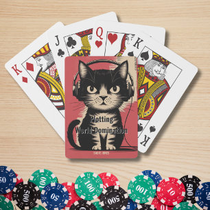 Baraja De Cartas Gato negro retro, dominación mundial de estragos, 