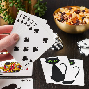 Baraja De Cartas Gato Negro Silueta Retro de Halloween con Ojos Ver