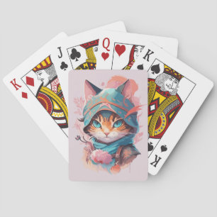 Baraja De Cartas Gato Ninja de acuarela cúpula