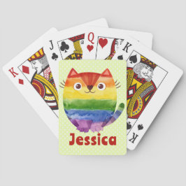 Baraja De Cartas Gato Orgulloso Adorable Acuarela Personalizada