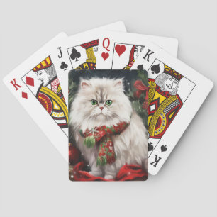 Baraja De Cartas Gato persa en Navidades de nieve