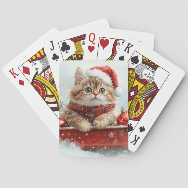 Baraja De Cartas Gato persa encorvado deja que nieve Navidades (Reverso)