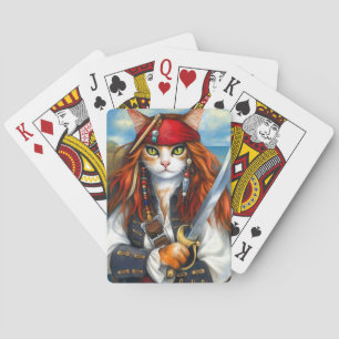 Baraja De Cartas Gato pirata   Arte de carácter fantasía