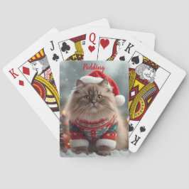 Baraja De Cartas Gato Ragdoll Festivo Navidad Personalizado 
