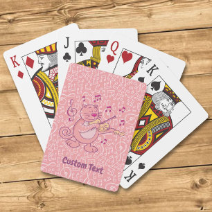 Baraja De Cartas Gato rosa con tarjetas de reproducción de violín