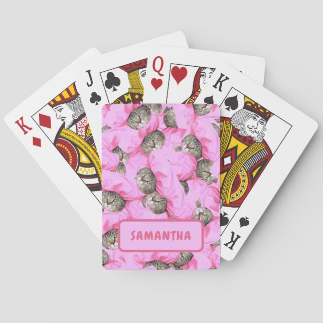 Baraja De Cartas Gato rosa divertido personalizado (Reverso)