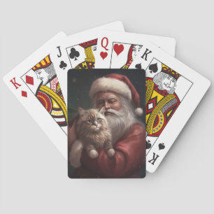 Baraja De Cartas Gato siberiano con Navidades festivos de Santa Cla