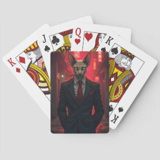 Baraja De Cartas Gato Sphynx Neon Noir al Estilo Mafioso