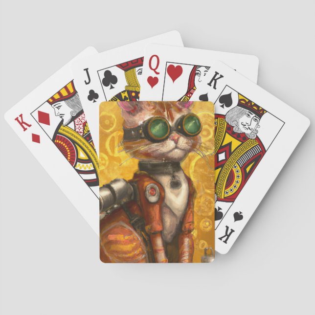 Baraja De Cartas Gato steampunk (Reverso)