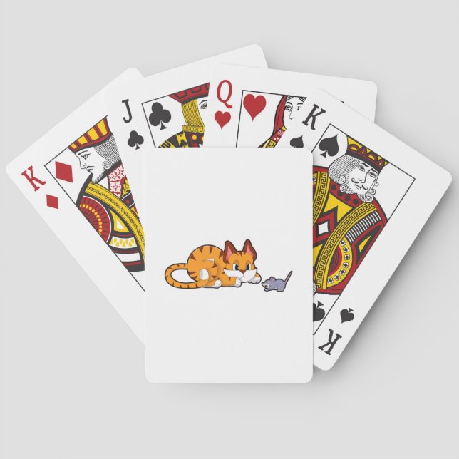 Baraja De Cartas Gato tigre con ratón (Reverso)