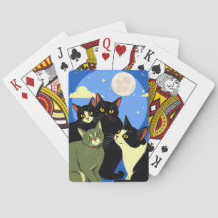 Baraja De Cartas Gatos al acecho bajo la luna llena