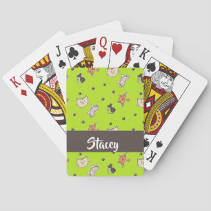 Baraja De Cartas Gatos cortos en verde