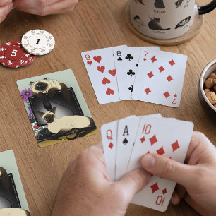Baraja De Cartas Gatos de escritorio de oficina siameses divertida