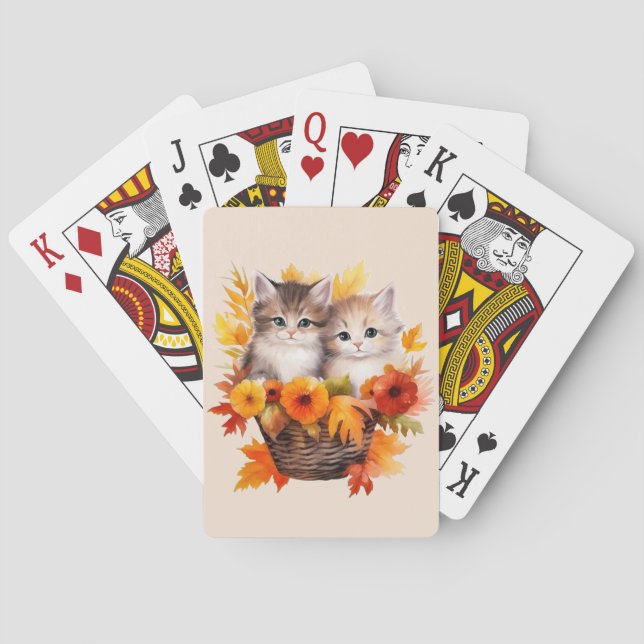 Baraja De Cartas Gatos de gatitos personalizados en cesta (Reverso)