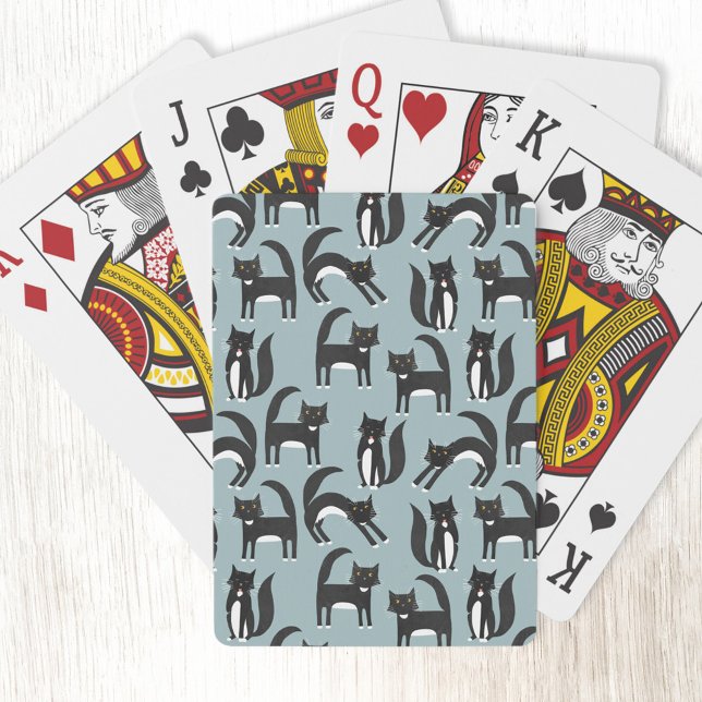 Baraja De Cartas Gatos de Tuxedo en blanco y negro (Black and white tuxedo cat pattern playing cards)