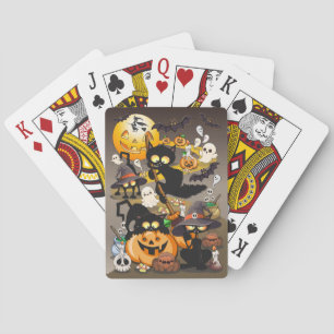 Baraja De Cartas Gatos divertidos de Halloween en una fiesta