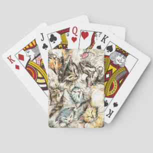 Baraja De Cartas Gatos, gatitos y juguete de ratón rosa