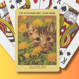 Baraja De Cartas Gatos Louis Wain en camas de flores personalizadas