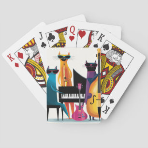 Baraja De Cartas Gatos Músicos de Cool Jazz Banda