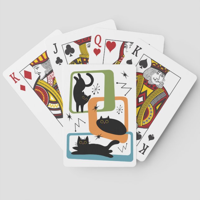 Baraja De Cartas Gatos negros de mediados del siglo (Reverso)