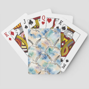 Baraja De Cartas Gaviotas acuarela Patrón continuo Hogar costero