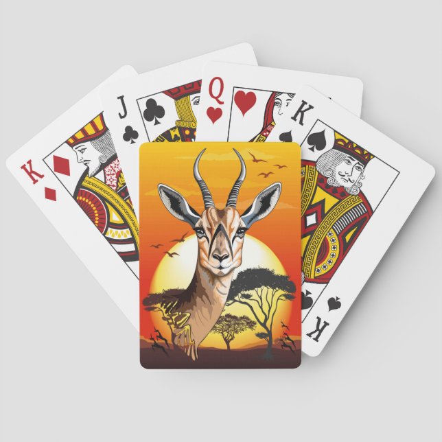 Baraja De Cartas Gazelle Animal salvaje Antelope africano (Reverso)