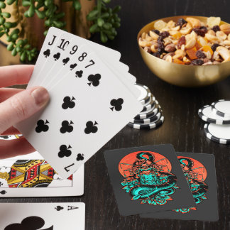 Baraja De Cartas Geisha Tattoo quemó naranja y negro