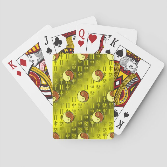 Baraja De Cartas Géminis y Mono de Madera (Reverso)