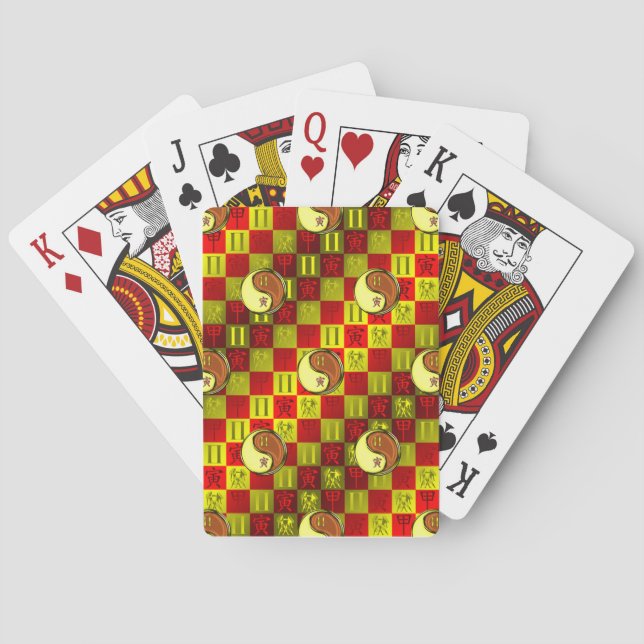 Baraja De Cartas Géminis y Tigre de Madera (Reverso)