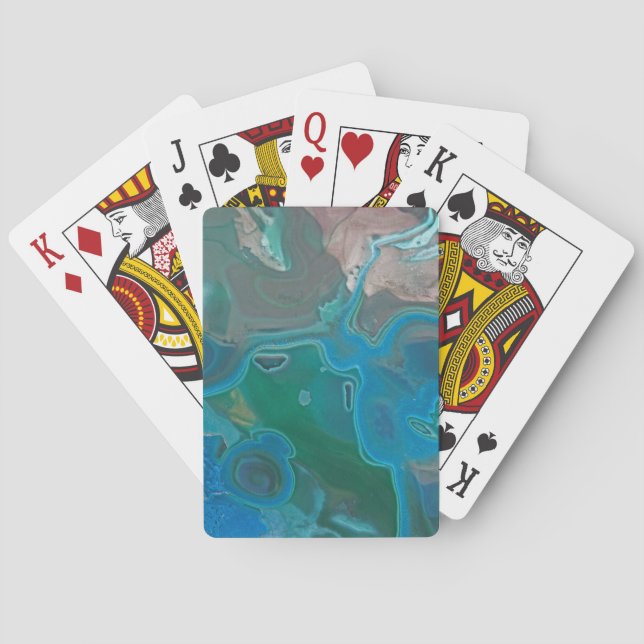 Baraja De Cartas Gemstone Blue Green Swirt Polido Piedra Natural (Reverso)