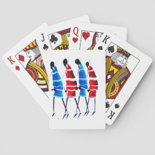 Baraja De Cartas Gente feliz guerreros masái paseando arte impreso
