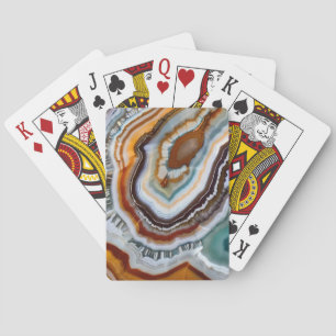 Baraja De Cartas Geoda de Ágata Naranja Terracota Blanca Negra Azul