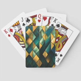 Baraja De Cartas Geometría verde abstracta de oro