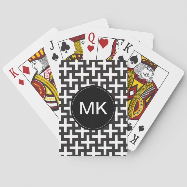 Baraja De Cartas Geométrica en blanco y negro (Reverso)